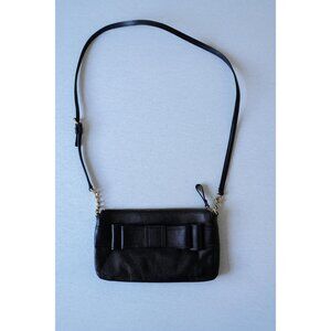 Kate Spade New York Womens Black Leather Crossbody Bag Purse Bow Gold Tone